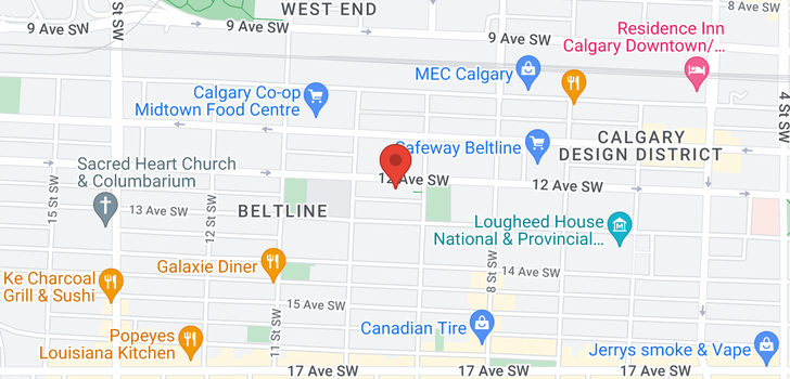 map of 508 1011 12 Avenue SW